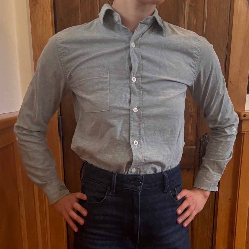 Weatherproof Grayish Dusty Teal Women's Button Up Blouse